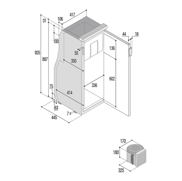 SLIM 90 Vitrifrigo Black Air Lock - Advanced & Stylish Refrigeration - Connacht Camper Parts