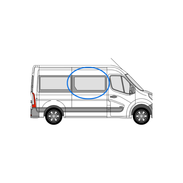 O/S/F Sliding Window In Privacy Tint - Renault Master 2010> / Nissan NV400 (MWB/LWB/XLWB)